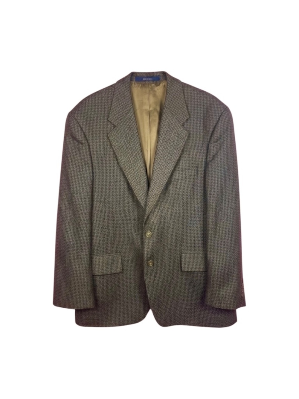 Chaps Ralph Lauren Vintage Houndstooth Tweed Sport Coat Wool Brown Men's‎ 46R